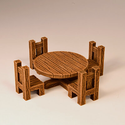wooden table with chairs