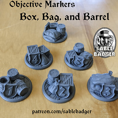 Objective Markers  Box Bag and Barrel for Fantasy games