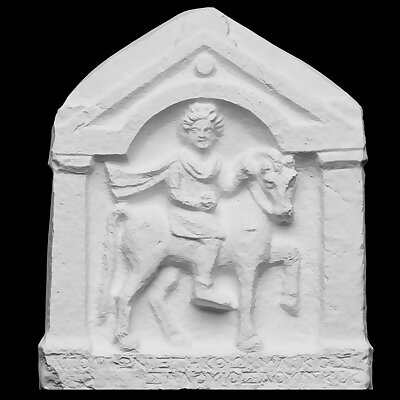 Marble relief of a horseman within a shrine