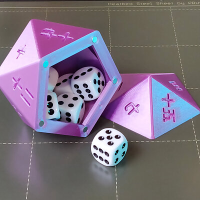 D20 Kanji Dice Box with Magnetic Lid
