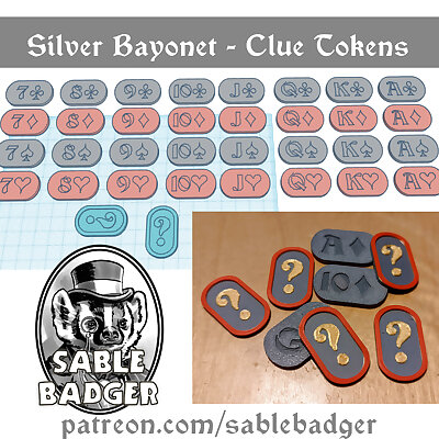 Clue Tokens with Card Backs  Silver Bayonet