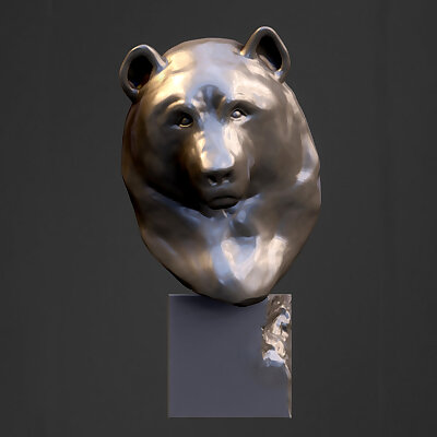 Grizzly Bear Head Sculpture