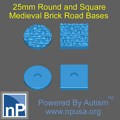 25mm Round and Square Medieval Brick Base