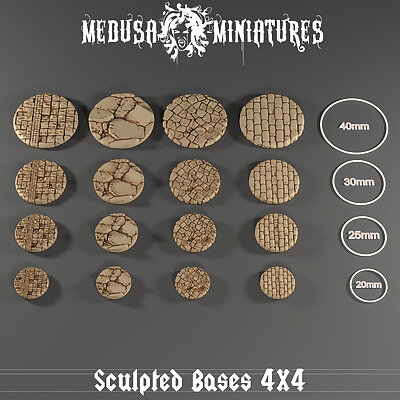 Presupported Sculpted bases 20mm 25mm 30mm 40mm