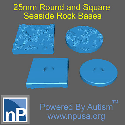 25mm Round and Square Seaside Rock Bases
