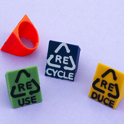 Customizable recycling symbol rings Signet embossing and engraving