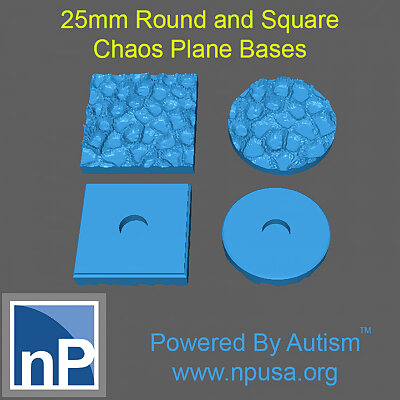 25mm Round and Square Chaos Plane or Alien World Bases