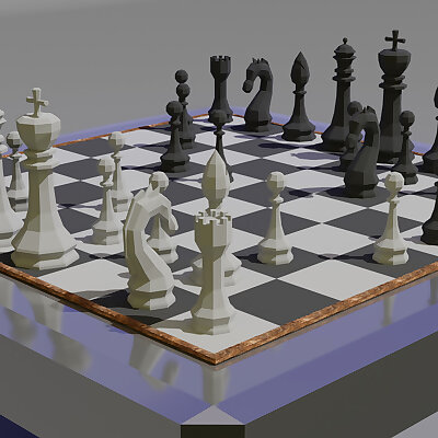 Low poly chess set
