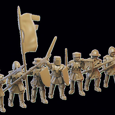 Medieval infantry miniatures modular 32mm