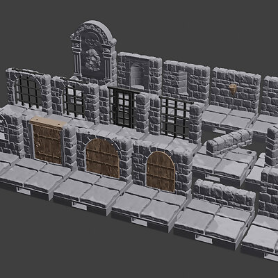 Dungeon Stone Wall on Tile Walls Full Set