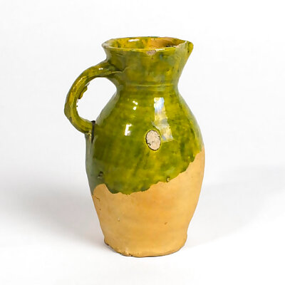 Partially glazed jug