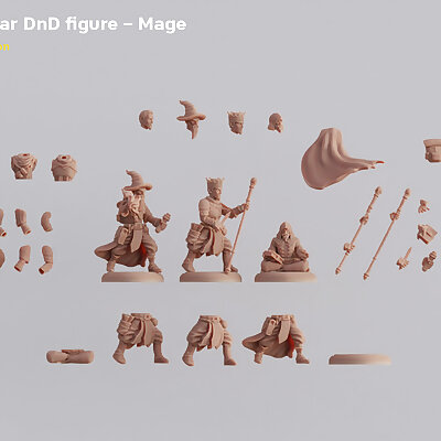 Modular magnetic DnD figure – Mage
