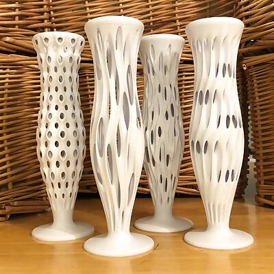Four Minimal Surface Fluted Vases