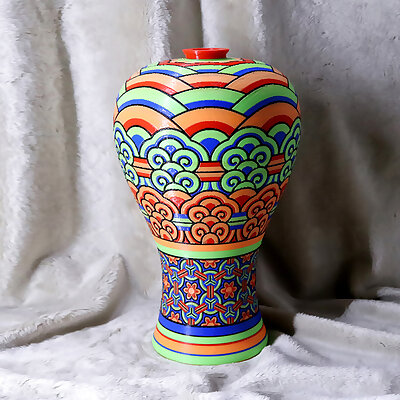 Korean traditional vaseDancheong pattern Multi color