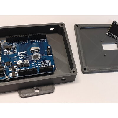 Arduino case with mounting flaps and lid SSD1306 OLED display