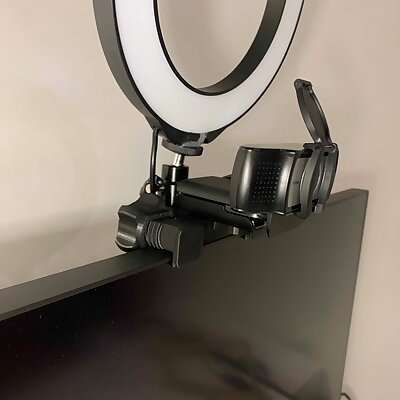 Monitor Clamp with dual tripod adapter for webcam and ringlight