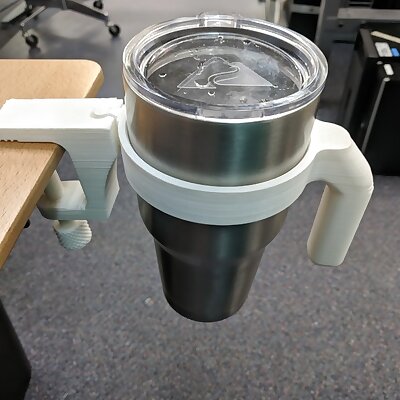 Tumbler cup holder with mounting clamp