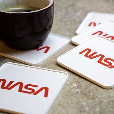 NASA coasters for dual extrusion multi material or single nozzle printers
