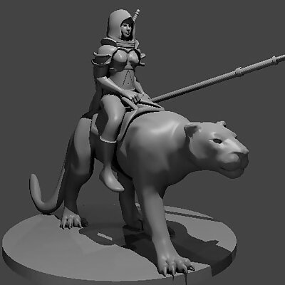 Female Ranger and her Giant Panther Mount