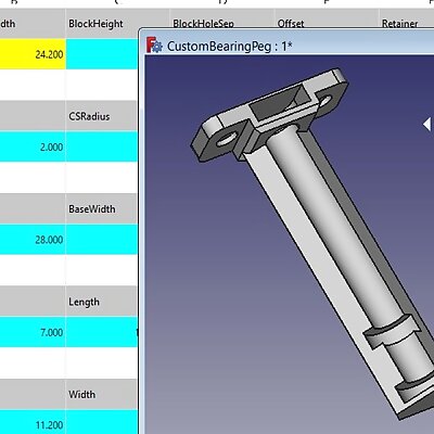 BearingPeg 20  Customizable FreeCAD