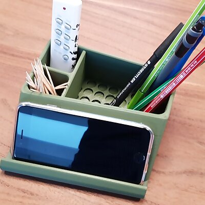 Pen and stuff holder with angled Phone holder