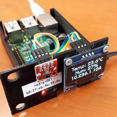 Rack Mountable Raspberry Pi B Case  HTU21D  SH1106