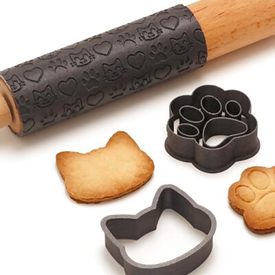 Neko Baking Set  Cat Cookie Cutter  Rolling Pin