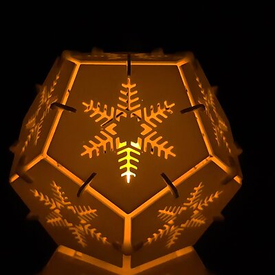 Pentagonal LED tea candle shade with snowflake